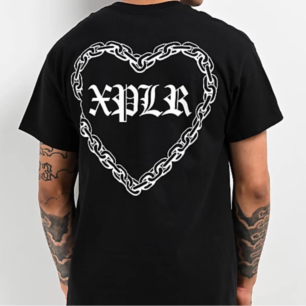 XPLR Club Sam & Colby Chainlink heart short sleeve t-shirt